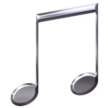 3D Silver Eighth Notes Stock Illustration