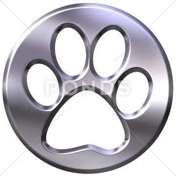 3D Silver Framed Cat Print Stock Illustration