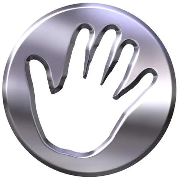 3D Silver Framed Hand Print Stock Illustration