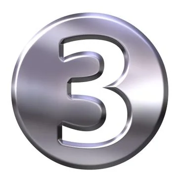 3D Silver Framed Number 3 Stock Illustration