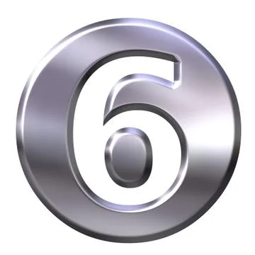 3D Silver Framed Number 6 Stock Illustration