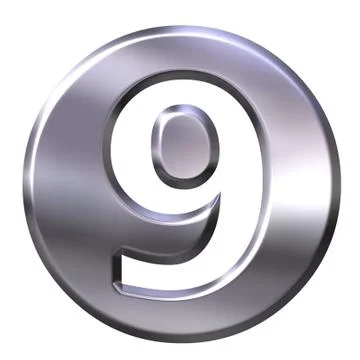 3D Silver Framed Number 9 Stock Illustration