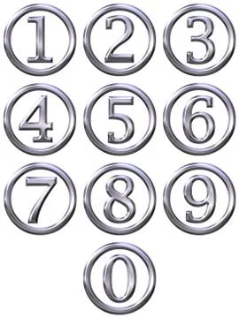 3D Silver Framed Numbers Stock Illustration