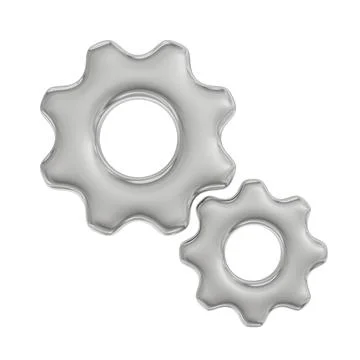 3D Silver Gear Wheels Icon 스톡 일러스트