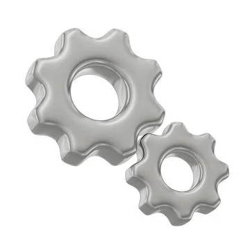 3D silver gears icon isolated on white background Stock Illustration