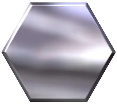 3D Silver Hexagon Stock Illustration