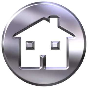 3D Silver Home Sign Stock Illustration