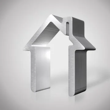 3d silver house render Stock Illustration