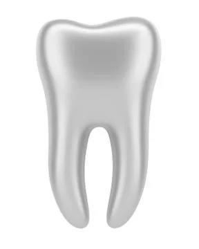 3d silver human tooth isolated on white background Illustrazione stock
