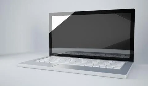 3d silver laptop computer illustration Stock Illustration