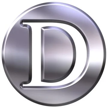 3D Silver Letter D Stock Illustration