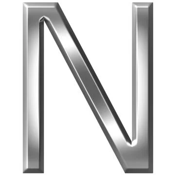 3D Silver Letter N Stock Illustration