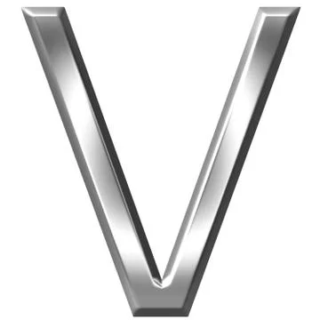 3D Silver Letter V Stock Illustration