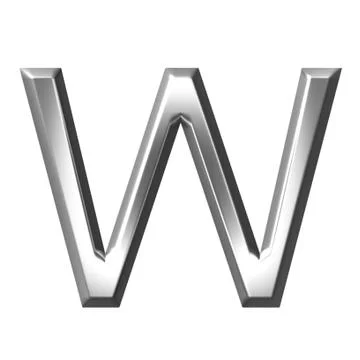 3d silver letter w Stock Illustration