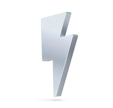 3D silver lightning icon, chrome metal thunderbolt Stock-Illustration