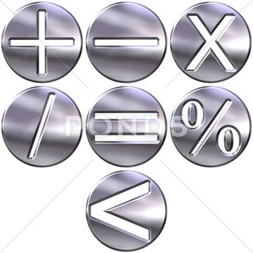 3D Silver Math Symbols Stock Illustration