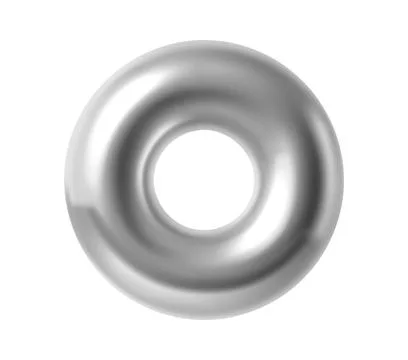 3D silver metallic ring glossy object, vector icon Illustrazione stock