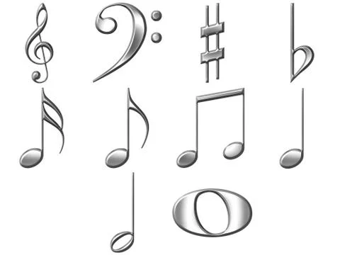 3D Silver Music Notes イラスト素材
