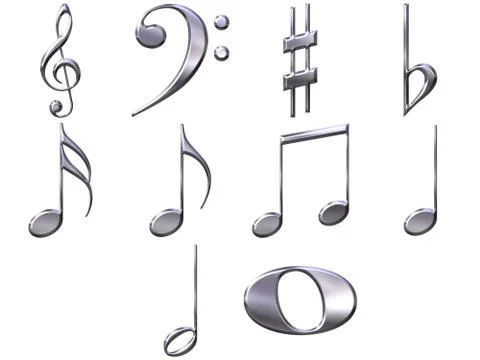 3D Silver Music Notes イラスト素材