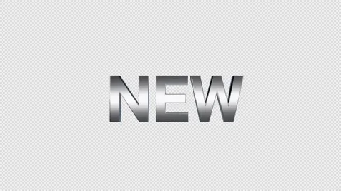 3D Silver "NEW" Text Icon Rotating and Appearing on Alpha Channel Stock Footage 332550821