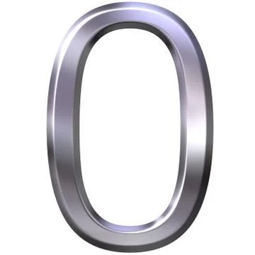 3D Silver Number 0 Stock Illustration