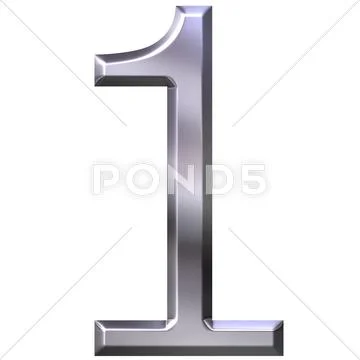 3D Silver Number 1 Stock Illustration