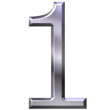 3D Silver Number 1 Stock Illustration