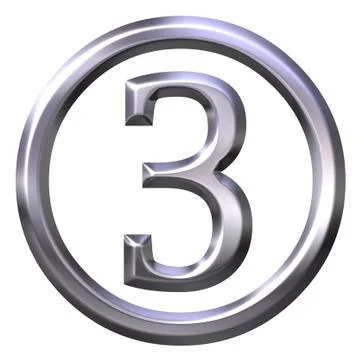3D Silver Number 3 Stock Illustration