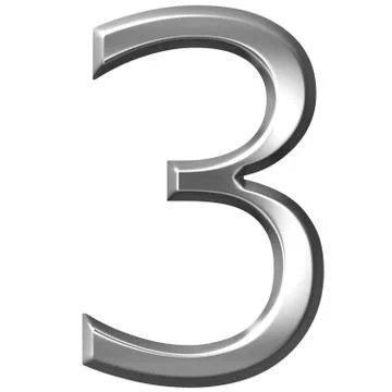 3D Silver Number 3 Stock Illustration