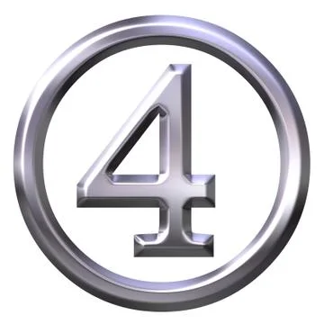 3D Silver Number 4 Stock Illustration