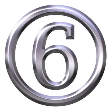 3D Silver Number 6 Stock Illustration