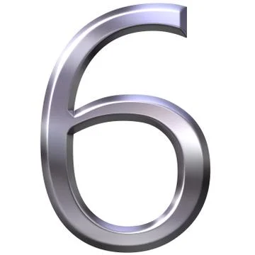 3D Silver Number 6 Stock Illustration