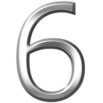3D Silver Number 6 Stock Illustration