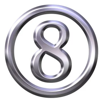3D Silver Number 8 Stock Illustration
