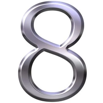 3D Silver Number 8 Stock Illustration