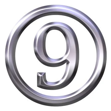 3D Silver Number 9 Stock Illustration