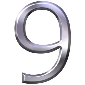 3D Silver Number 9 Stock Illustration