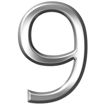 3D Silver Number 9 Stock Illustration