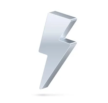 3D silver or chrome energy lightning icon Stock Illustration