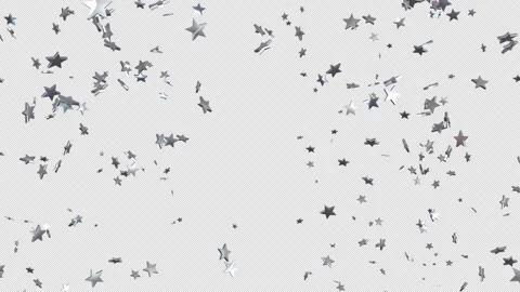 3D Silver Plate Stars Falling Particle Overlay on Alpha Channel Vídeos de archivo 332491019