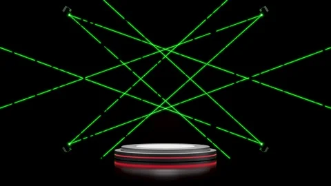 3d Silver podium empty with lighting equipment, laser light, spotlight shin.. Video stock 292079503