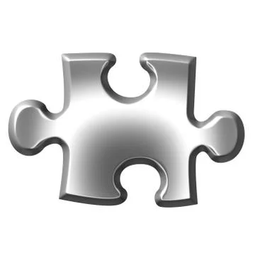 3D Silver Puzzle Piece Stock Illustration