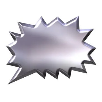 3D Silver Shout Bubble Stock Illustration