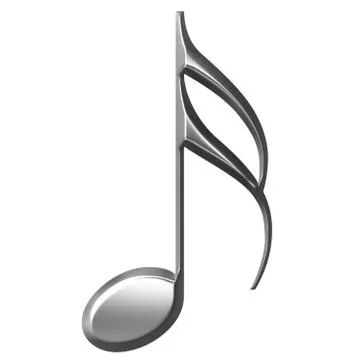 3D Silver Sixteenth Note Stock Illustration