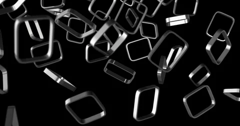 3d silver square falling slow motion Video stock 102464589