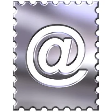 3d silver stamp with email symbol Stock Illustration