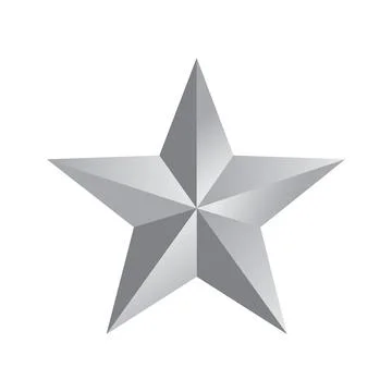 3D Silver Star Vector Graphic Icon Stock Illustration