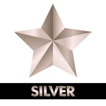 3D silver star on white 库存插图