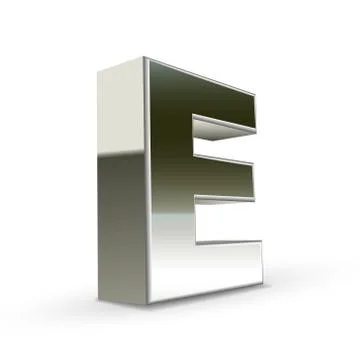 3d silver steel letter e Illustrazione stock