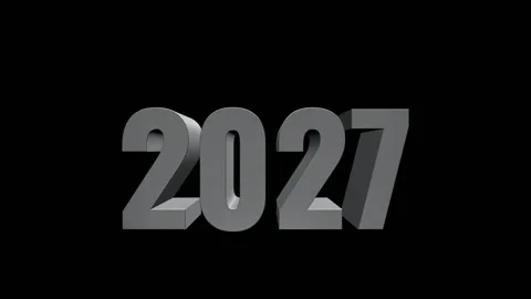 3D Silver Text Representing Year 2027 on Black Background. 4K Vídeo Stock 337246022